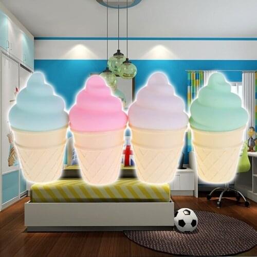 Novelty Ice Cream Cone Shaped Night Light Desk Table Lamp Kids Children Decor BX0D