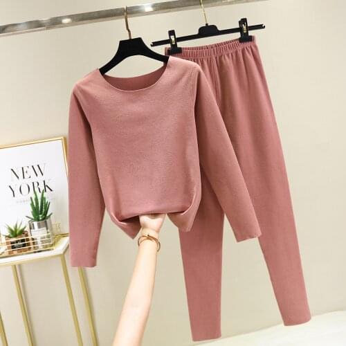 New Autumn and Winter Seamless Thermal Underwear Two-Piece sets Double-Sided velvet Thermal Underwear Women long johns