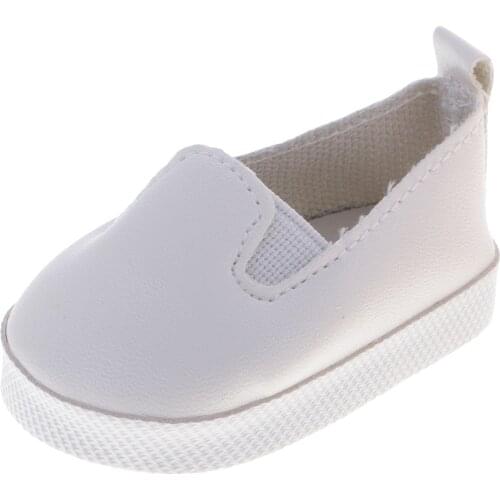 Adorable Casual White Slip-on PU Leather Shoes for 18'' American Doll My Life Dolls/AG/Gotz Doll Costume ACCS