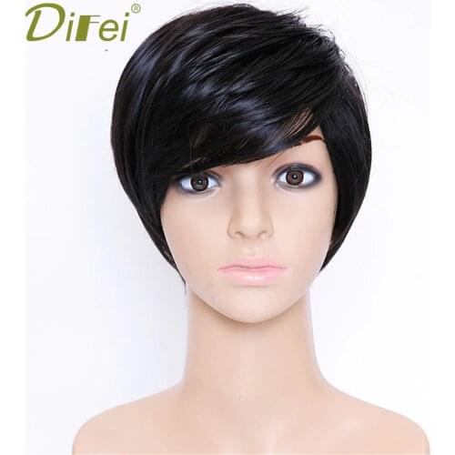 DIFEI Short hair black heat resistant synthetic high temperature fiber wig cosplay wig afro kinky