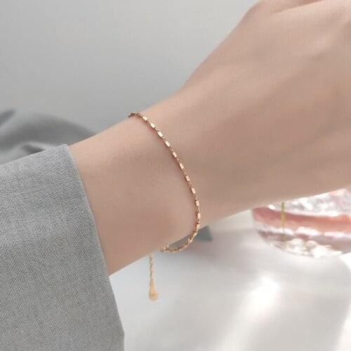 Authentic REAL. 925 Sterling Silver Jewelry Short Cube Square Bar Chain Bracelet For Womens