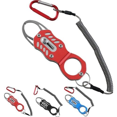 Stainless Steel Fishing Lip Gripper Portable Pocket Fish Grip with Steel Wire Retention Rope Fishing Tackle Tool Accessories