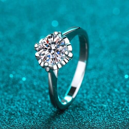 Silver 1 Carat Excellent Cut Diamond Test Passed D Color High Clarity Moissanite Sunflower Ring Silver 925 Wedding Rings Jewelry
