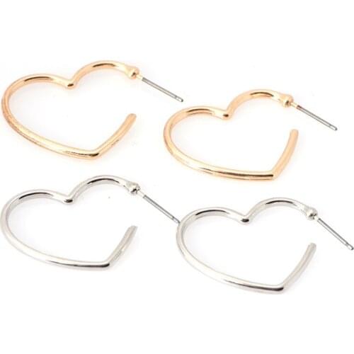 Heart Shaped Large Earrings Rose Gold Color Stainless Steel Tiff Round Circle Hyperbole Earrings Nightclub Jewelry 1 Pair
