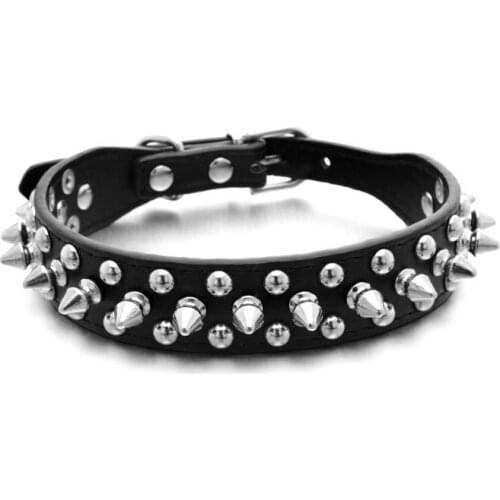 Pet Dog Rivet Collar Adjustable PU Leather Harp Spiked Studded Collars for Small Large Dogs Anti-Bite Neck Strap Pet Products