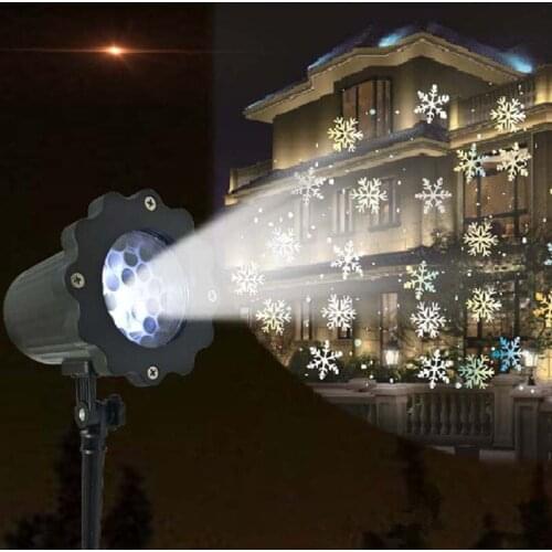 RF Remote Control LED Snowflake Projector Light Waterproof Moving Snowfall Laser Projector Light New Year LED Party Stage Lights
