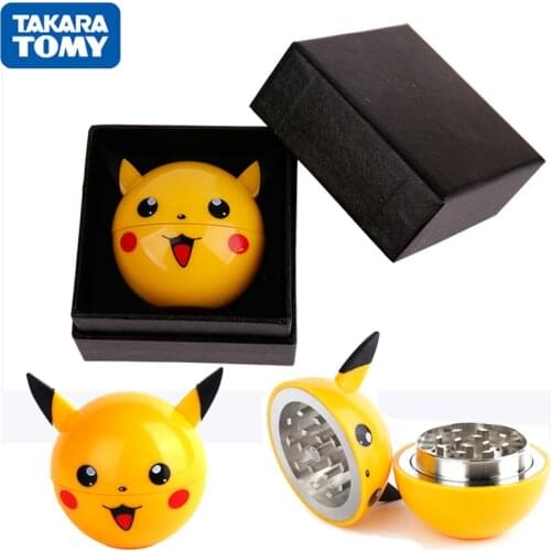 TAKARA TOMY Pokemon Tobacco Crusher Anime Pikachu Pokeball Shaped Spice Tobacco Herb Grinder Hand Muller Crusher Xmas Toys Gifts