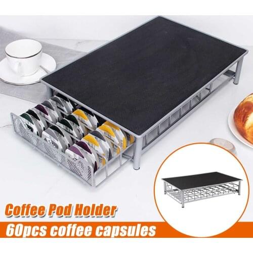 60Pods Coffee Capsule Organizer Pull out drawer Storage Stand Practical Coffee Drawers Capsules Holder Shelves Coffee Capsule
