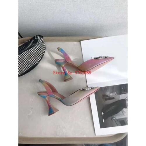 Woman Designer Shoes Begum Sling Pumps Begum Multicolour Cloth Heels New Release Runway Fashion Show Shoes