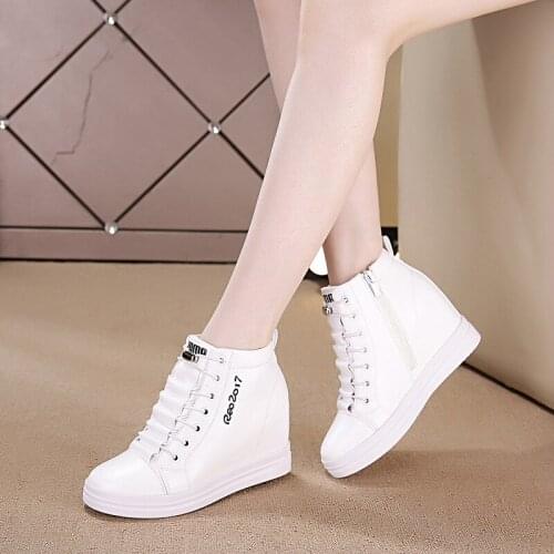 High Top High Heel Sneakers Sport Shoes Woman Platform Wedge Sneakers Womens Shoes Womens Chunky Trainers Zapato Lujo Mujer