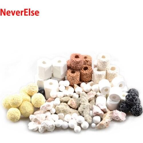 0.2kg Aquarium Bio Filter Media Materials 7Kinds Biological Filtration Balls Rings Carbon + Mesh Bag Fish Tank Pond Accessories