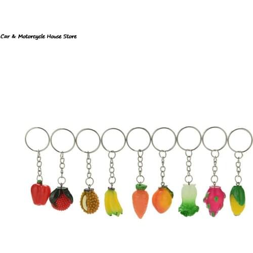 1Pc Fruit Keychain Vegetables Car Key Chain Apple Banana Keyring Corn Mushrooms Key Ring For Gifts Food Keychains Randomly Send