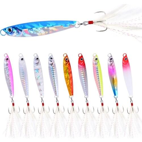 10pcs/lot 7g 10g 14g 17g 21g 28g Ice Fishing Lure with Hooks Cast Jiging Shore Casting Metal Jig Bait Sinking Minnow Lures