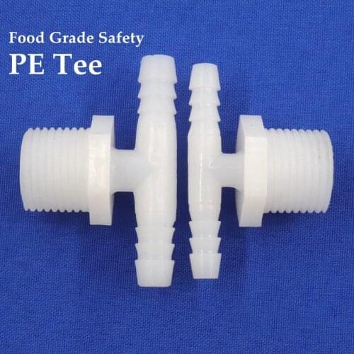 100~2pcs G1/2Inch Thread To 8~12mm Food Grade PE Barbed Connectors Pipe Fittings Aquarium Fish Tank Air Pump Aerator Hose Tee