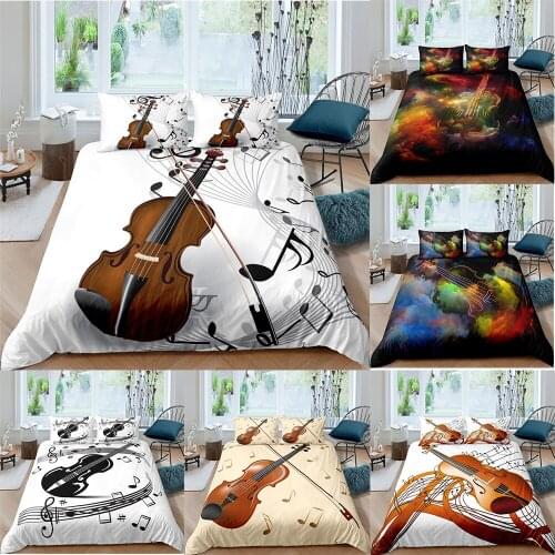 2/3pcs 3D Guitar Music Bedding Set Soft Duvet Cover For Home Textiles King Queen Size Quilt Cover Comforter Covers & pillowcase