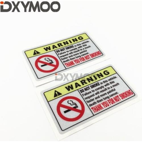 2PCS Car Styling Decal JWarning NO SMOKING Auto Truck Window Motorcycle Body Oil Tank Sticker Bumper 8x4.5cm