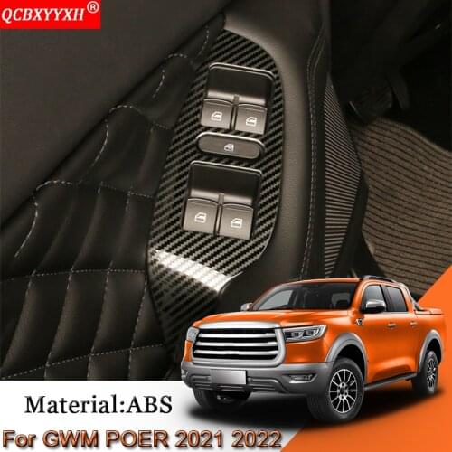 ABS Car Interior Door Window Lift Switch Panel Cover Trim Sequins Stickers Auto Accessories For Great Wall GWM POER 2021 2022