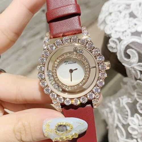 New Rose Gold Diamond Women Watches Fashion Women Roll Drill Dress Rhinestone Quartz Wrist Watch Bracelet Ladies Watch Clocks