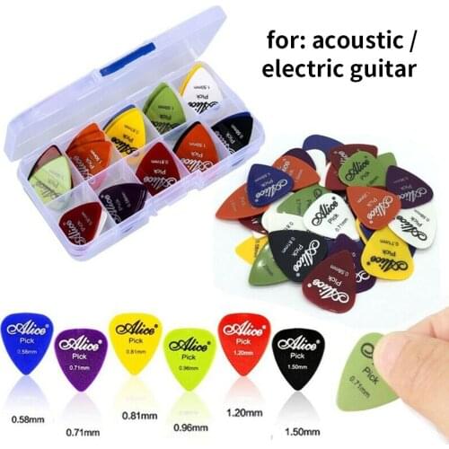 1 Box Case 100 Guitar Picks Alice Acoustic Electric Bass Pic Plectrum Mediator Guitar Accessories Thickness 0.58 - 1.5 mm