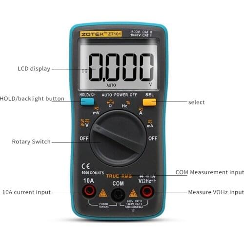 Digital Multimeter Backlight AC/DC Ammeter 6000 counts AC/DC Ammeter Voltmeter Ohm Portable Meter voltage meter