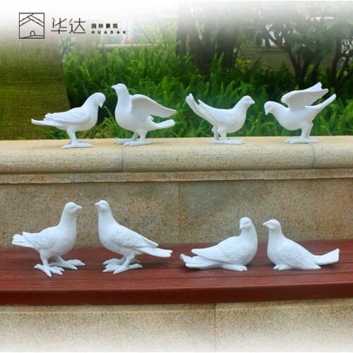 Rustic artificial animal sculpture resin Pigeons craft decoration outdoor decoration 8pcs/lot garden decor home craft
