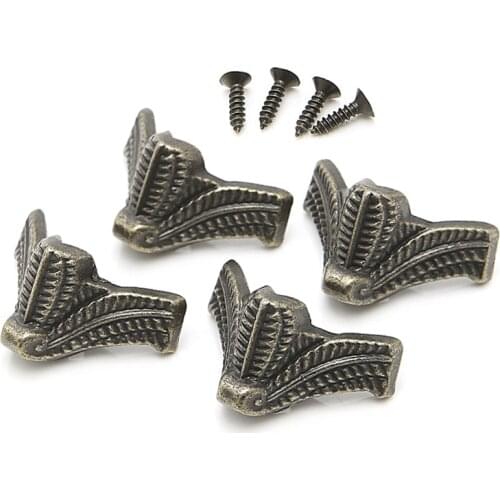 4Pcs Vintage Jewelry Box Wooden Case Decorative Feet Leg Metal Corner Protector Zinc Alloy