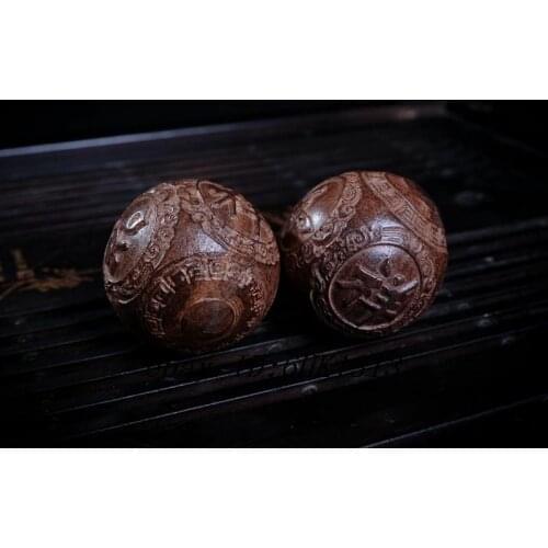 Handcraft Carve Luck Vietnam Agarwood Wood Exercise Massage Health Balls