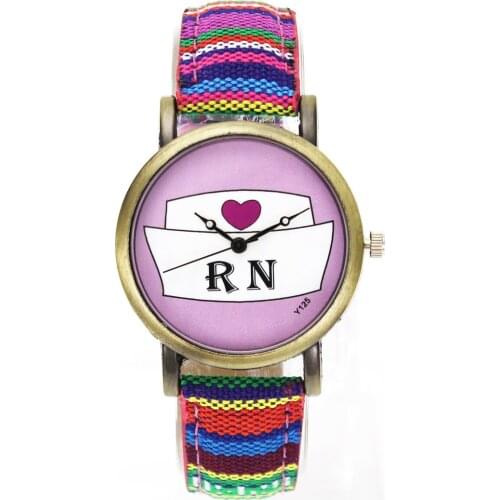 Doctor Nurse Heart Hat Medical Dial Creative Design Watches RN Nurses Day Gift Women Men 18mm Canvas Strap Sport Wrist Watch