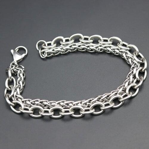 Double Bracelet 316L Stainless Steel Bracelet 3mm 4mm 7mm Lanterns Necklace Bracelet For Women Men Girl Boy