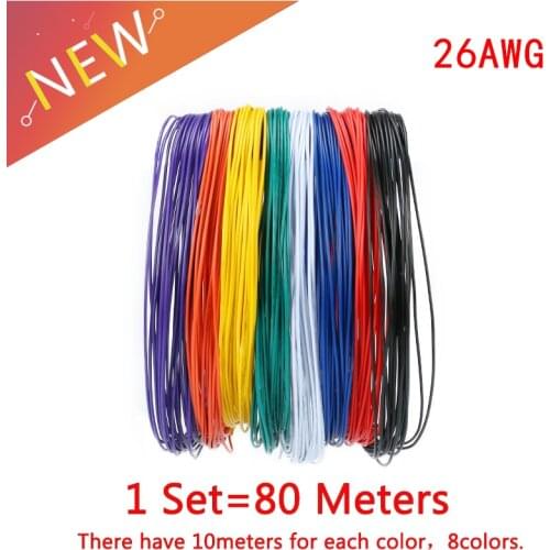 1 Set 10M 26AWG Flexible Wire PVC Cable 26AWG 1.3mm Tinned Copper Wire 8 Colors Insulated LED Cable For DIY Connect