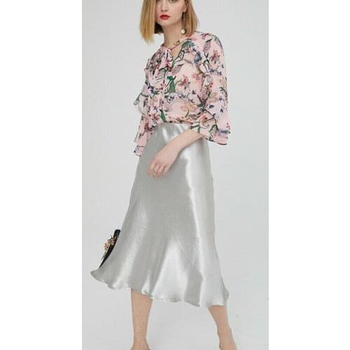 Hot Selling Sexy Women Summer Ruffles Skirts High Waist Glossy Skirts Metallic Shiny Wet Look High Waist Midi Skirt