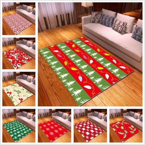 Merry Christmas party Area Rug Hallway Kitchen Anti-slip Doormat Welcome Home Floor Mat 3D Xmas Santa Claus Soft Flannel Carpets