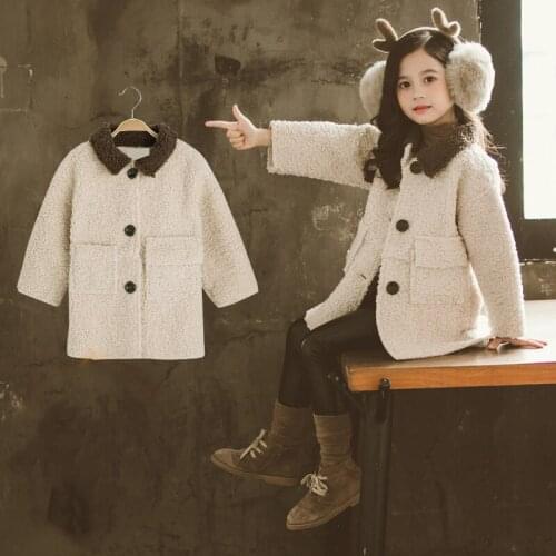 Beige Thicken Jacket Spring Autumn Coat Outerwear Top Children Clothes School Kids Costume Teenage Girl Clothing High Quality