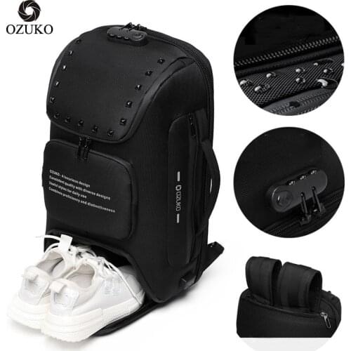 OZUKO Multifunctional Travel Backpack Male Fashion USB 15.6 Inch Laptop Backpacks Men Anti-theft Waterproof Backpack mochila New