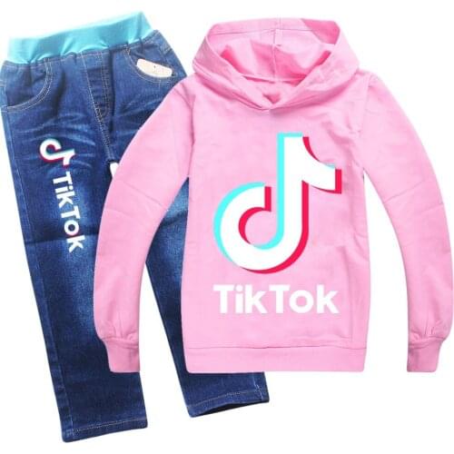 Trendy Fashion Fashion Boys and Girls Long Sleeve Sweater Jeans Pants Autumn Teenager Sports Suit 2-16Years