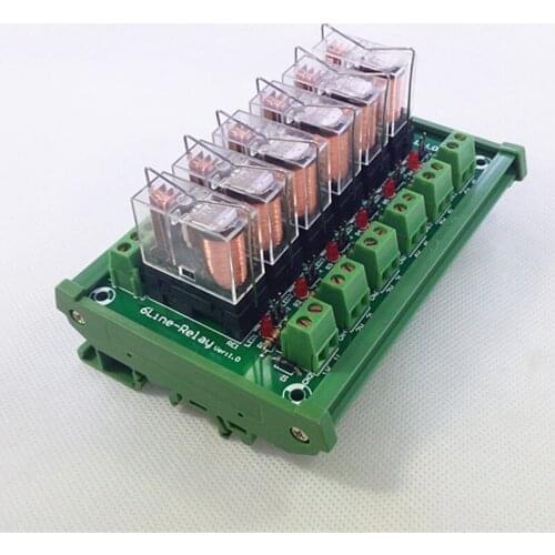 DIN Rail Mount 6 SPDT 16A Power Relay Interface Module,G2R-1-E DC24V Relay