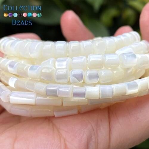 Natural White Cylindrical Shell Mother Of Pearl Loose Spacer Beads For Jewelry Making DIY Bracelet Necklace Handmade 5x5/5x6mm