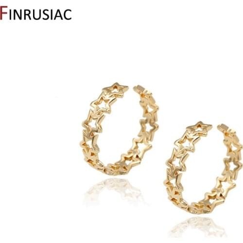 2021 NEW Korean Fashion Gold Plated Metal Stars Leaf Open Ring Female Shiny Zircon Adjustable Rings For Women Gift