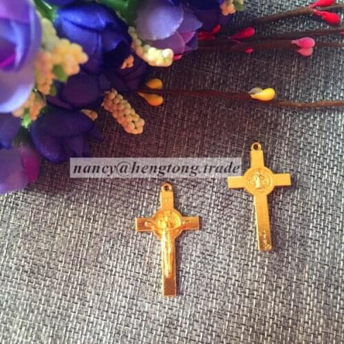One hole alloy golden rosary cross,rosary crucifix,religious alloy cross,St. Benedict Crucifix,golden cross