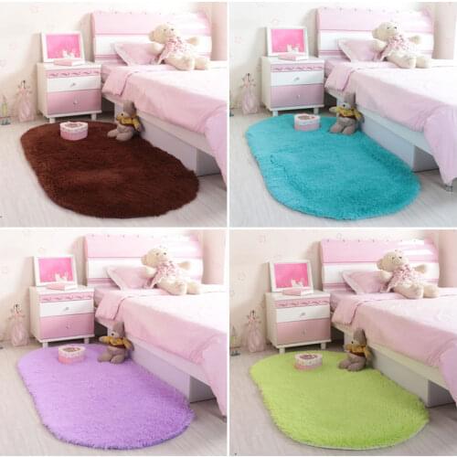 Solid Color Thick Oval Bedroom Bedside Pink Carpet Living Room Area Coffee Table Carpet Mat