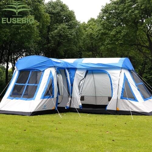 Ultralarge 8-12 Person Double Layer 3 Bedroom Waterproof Large Space Camping Tent Large Gazebo Sun Shelter Family Party Tent