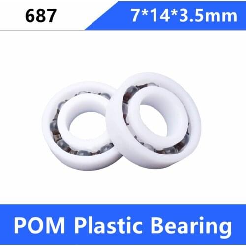 50pcs/lot 687 7mm POM Plastic bearings with Glass balls 7x14x3.5 mm nylon bearing 7*14*3.5mm