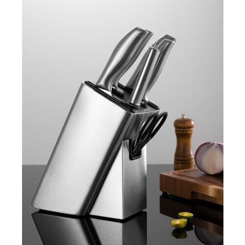 Anti Slip Kitchen Stand 430 Stainless Steel Knife Holder Knives Storage Rack Accessories Tool Gadgets Knives Organizer Container