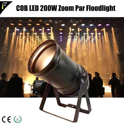 Floodlight PAR56 200w COB LED Zoom Par Can Gold Color Warm White Warm Spot Light Par 200w 5CHS DMX512 with Traditional Housing
