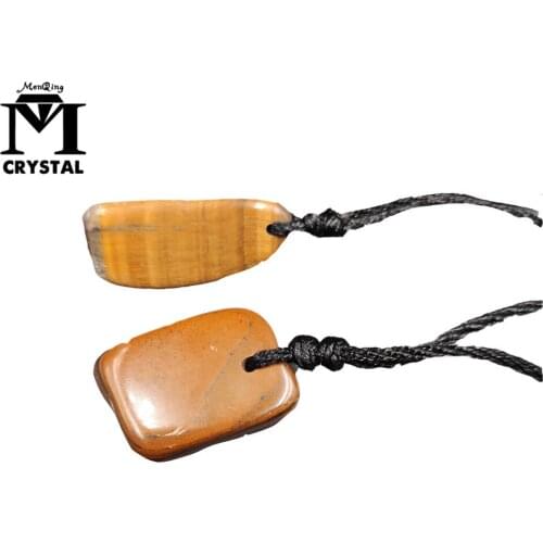 Drop shipping natural Tiger eye quartz crystal pendant yellow Healing Reiki rough gravel gemstone necklace gift