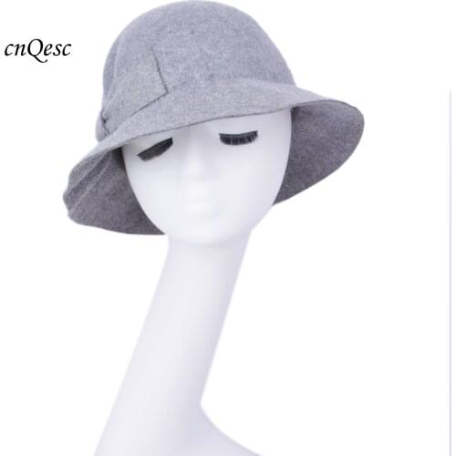 SALE Grey Wool felt hat Winter hat for Church Derby