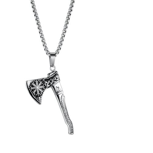 Retro Classic Axe Pendant Nordic Viking Stainless Steel Necklaces for Men Vintage Punk Cool Jewelry