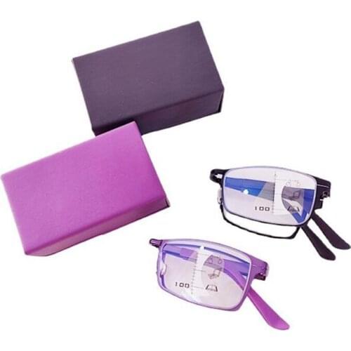 Foldable Anti Blue Light Progressive Reading Glasses for Women Men Look Near Far Presbyopic Eyeglasses Portable Send With Box