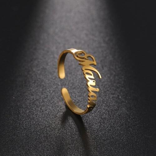 Skyrim Customized Name Rings Rose Gold Color Stainless Steel Personalized Nameplate Wedding Ring Jewelry for Women Free Shipping