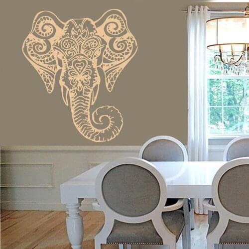 Elephant Mandala Buddha Wall Decal Sticker Indian Elephant OM Symbol Buddhist Ornament Vinyl Wall Sticker Mural S-225